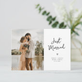 moderne trendy hartscript bruiloft aankondiging (Staand voorkant)