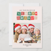 Moderne trendy heldere kerstfoto kaart (Voorkant)