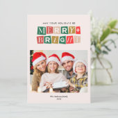 Moderne trendy heldere kerstfoto kaart (Staand voorkant)