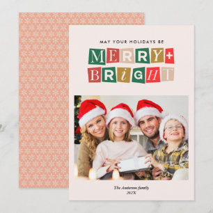 Moderne trendy heldere kerstfoto kaart