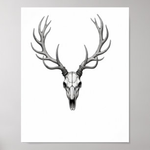 Moderne trendy herten schedel Sticker 2 Poster