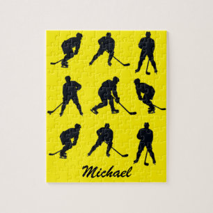 Moderne trendy ijshockeyspeler Gepersonaliseerde n Legpuzzel