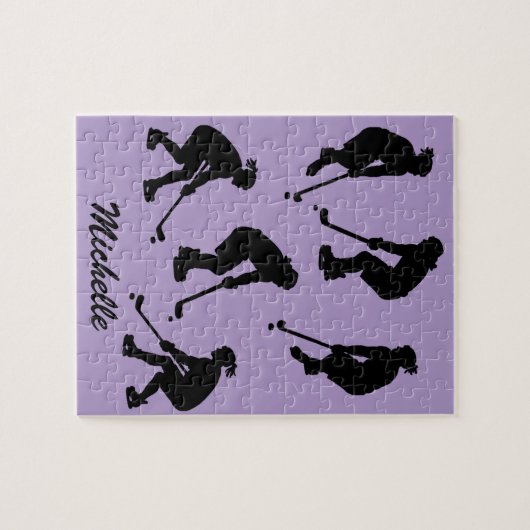 Moderne trendy ijshockeyspeler Gepersonaliseerde n Legpuzzel (Horizontaal)