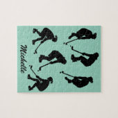 Moderne trendy ijshockeyspeler Gepersonaliseerde n Legpuzzel (Horizontaal)