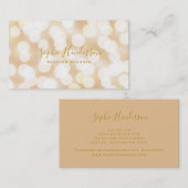 Moderne trendy kalligrafie Champagne Bokeh Lights Visitekaartje (Voorkant / Achterkant)