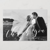 Moderne trendy kalligrafie foto bruiloft bedankkaart (Voorkant)