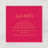 Moderne trendy kalligrafie roze bokeh lampjes vierkante visitekaartje (Achterkant)