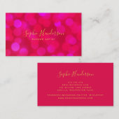 Moderne trendy kalligrafie roze bokeh lampjes visitekaartje (Voorkant / Achterkant)