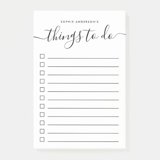 Moderne trendy kalligrafie script dingen om te doe post-it® notes (Voorkant)