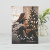 Moderne Trendy Kerst Donker Rokerig Paar Foto Kaart (Staand voorkant)