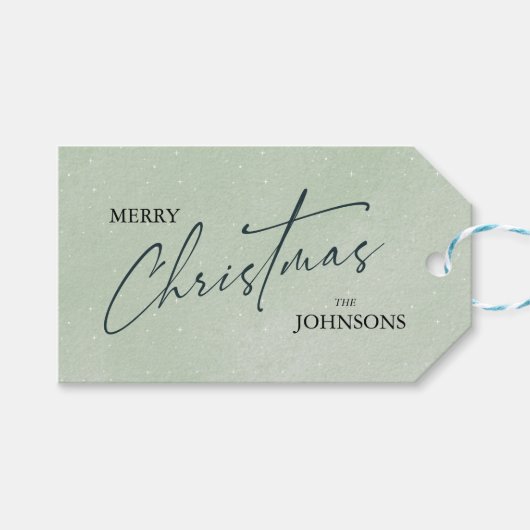 Moderne trendy kerst | Elegant groen Cadeaulabel (Voorkant (Horizontaal))