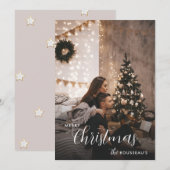 Moderne trendy kerst koppel foto feestdagenkaart (Voorkant / Achterkant)