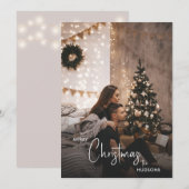 Moderne Trendy Kerst Rokerige Donkere Koppel Foto  Feestdagenkaart (Voorkant / Achterkant)