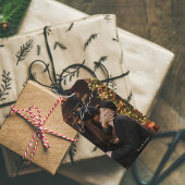 Moderne trendy kerst | Romantisch paar foto Cadeaulabel