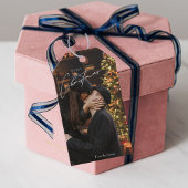 Moderne trendy kerst | Romantisch paar foto Cadeaulabel