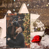 Moderne trendy kerst | Romantisch paar foto Feestdagenkaart