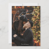 Moderne trendy kerst | Romantisch paar foto Feestdagenkaart (Voorkant)