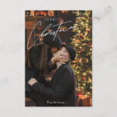 Moderne trendy kerst | Romantisch paar foto Informatiekaartje (Voorkant)