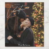 Moderne trendy kerst | Romantisch paar foto Wijn Etiket (Enkel label)