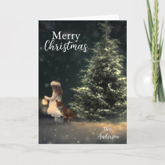 Moderne trendy kerstboom feestdagen kaart (Voorkant)