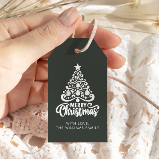 Moderne Trendy Kerstbos Groene Vakantie Favor Cadeaulabel