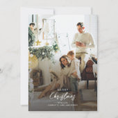 Moderne trendy kerstfoto feestdagenkaart (Voorkant)