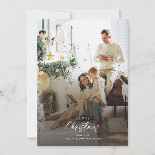 Moderne trendy kerstfoto feestdagenkaart (Voorkant)