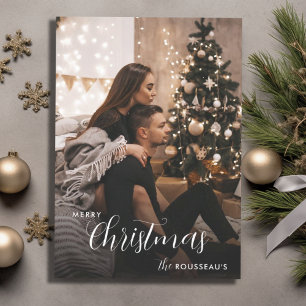 Moderne Trendy Kerstmis Donkere Rookachtige Koppel Kaart