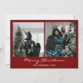 Moderne Trendy Kerstmis Familie Foto Chic Feestdagenkaart (Voorkant)