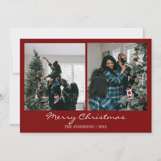Moderne Trendy Kerstmis Familie Foto Chic Feestdagenkaart (Voorkant)