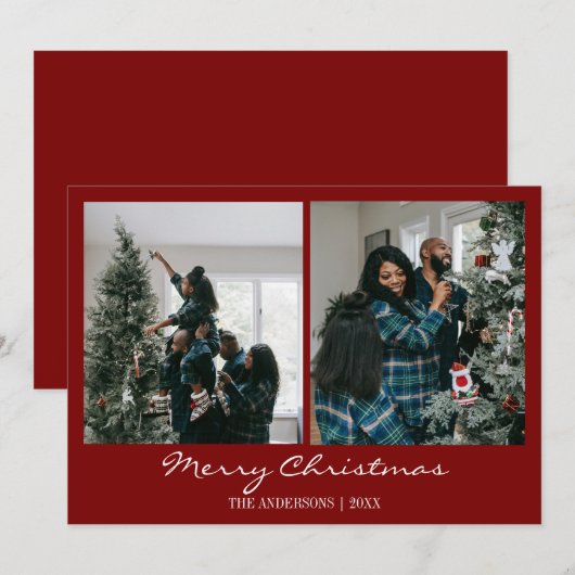 Moderne Trendy Kerstmis Familie Foto Chic Feestdagenkaart (Voorkant / Achterkant)