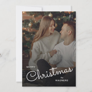 Moderne Trendy Kerstmis | Koppel Foto  Feestdagenkaart