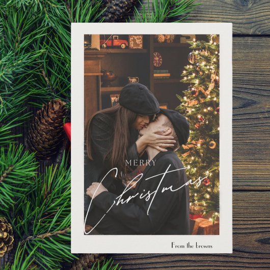 Moderne Trendy Kerstmis | Romantische Koppel Foto Feestdagenkaart