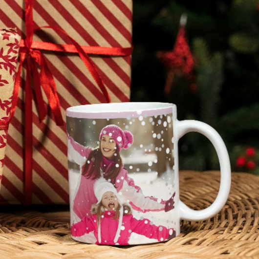 Moderne Trendy Kerstmis sneeuwvlokken Foto Koffiemok