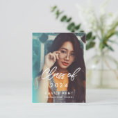 Moderne trendy Klasse van 2024 Foto afstuderen Briefkaart (Staand voorkant)