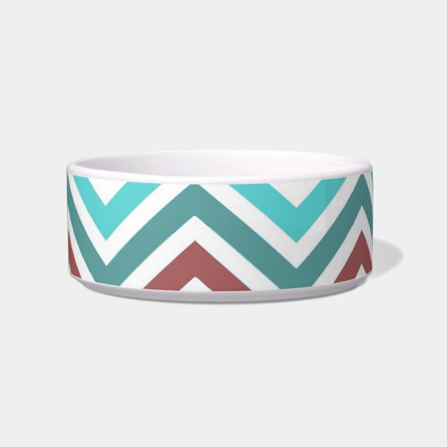Moderne, trendy, kleurrijke chevron zigzag voerbakje (Voorkant)