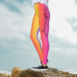 Moderne Trendy Kleurrijke Meisjesachtige Roze Grad Leggings