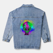 Moderne Trendy Kleurrijke Rainbow Alien Denim Jacket (Achterkant)