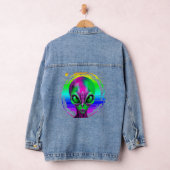 Moderne Trendy Kleurrijke Rainbow Alien Denim Jacket (Hangar)