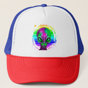 Moderne Trendy Kleurrijke Regenboog Alien Trucker Pet