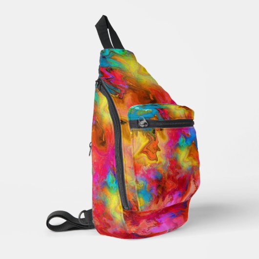 Moderne trendy kleurrijke regenboogkunst sling bag (Linkerhoek)