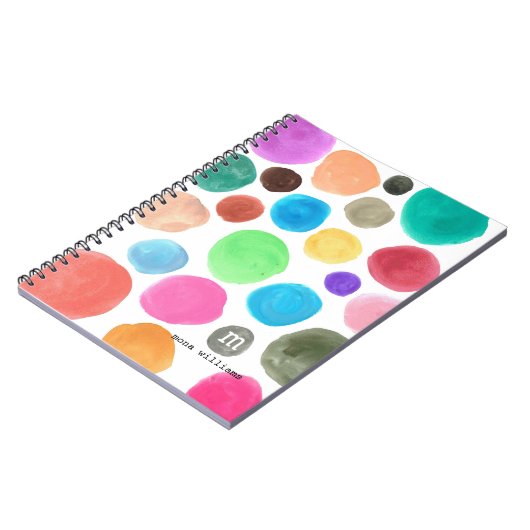 Moderne trendy kleurrijke Waterverf cirkels Monogr Notitieboek (Linkerzijde)