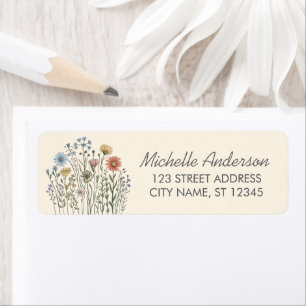 Moderne Trendy Kleurrijke Wilde Bloem Retouradres Etiket