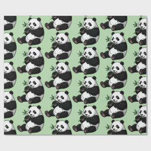 Moderne trendy knuffelbare pandabeer met groene ba cadeaupapier