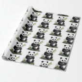 Moderne trendy knuffelbare pandabeer met groene ba cadeaupapier (Uitgerold)