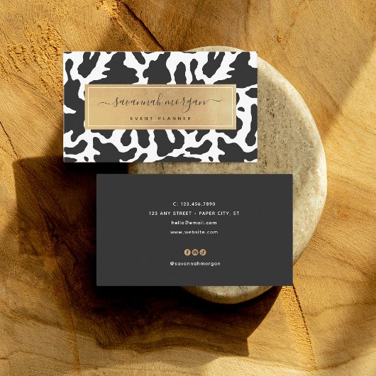 Moderne Trendy Koe Print Faux Gold Visitekaartje