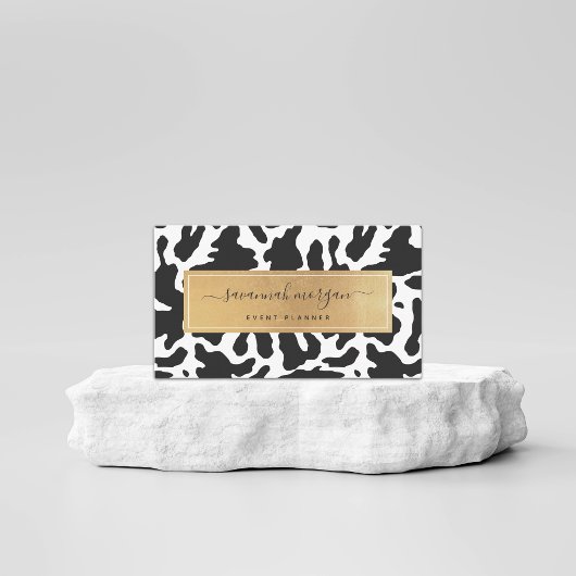 Moderne Trendy Koe Print Faux Gold Visitekaartje