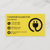 Moderne trendy koele gele kabel elektricien visitekaartje (Voorkant)