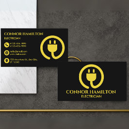 Moderne trendy koele gele kabel elektricien visitekaartje