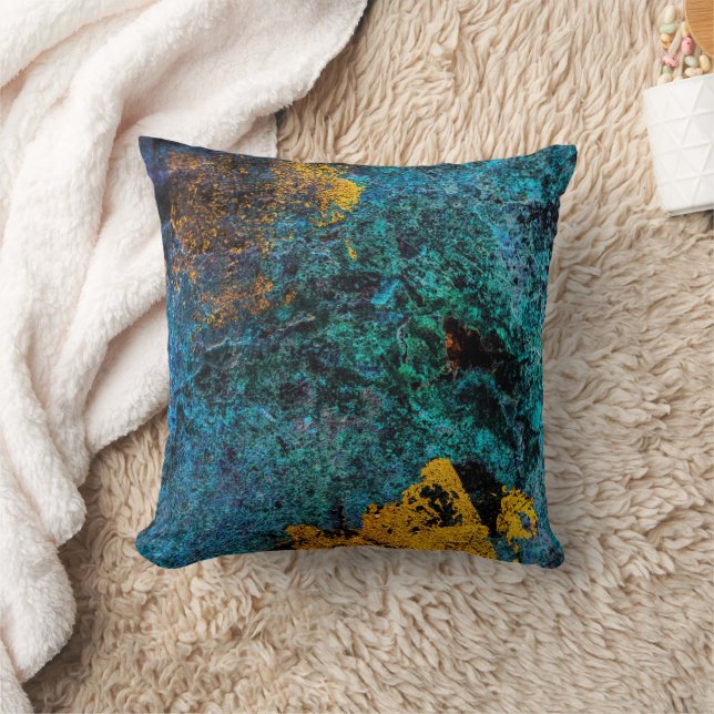 Moderne trendy koper metallic blauwgroen kussen (Deken)